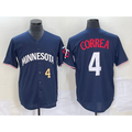 Minnesota Twins #4 Carlos Correa Number 2023 Navy Blue Tomch Cool Base Stitched Jersey
