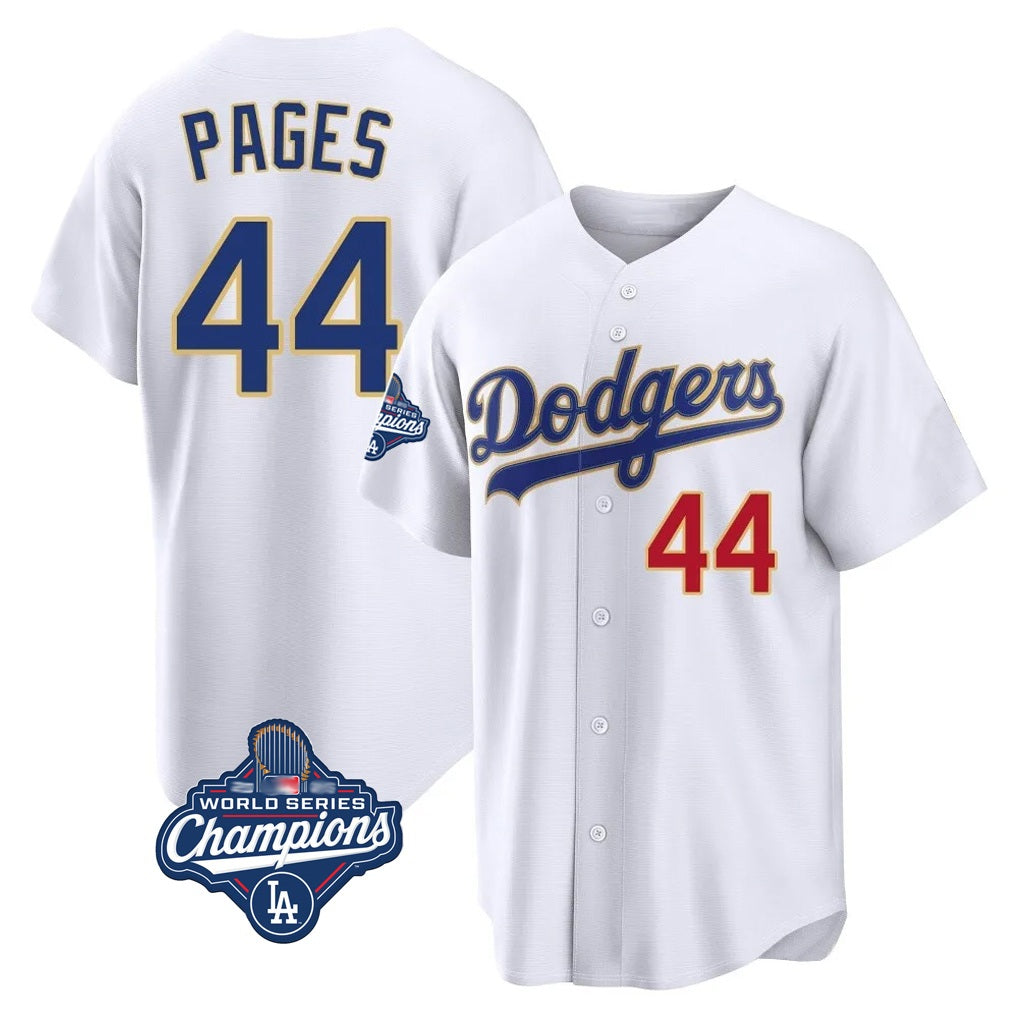 Los Angeles Dodgers #44 Andy Pages Player Gold White Tomch World Series Meet 2026 Collection Stadium Limited Stitched Jerseys