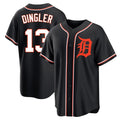 Detroit Tigers #13 Dillon Dingler Player Black Tomch Fashion Out Home Game Stitched Jerseys