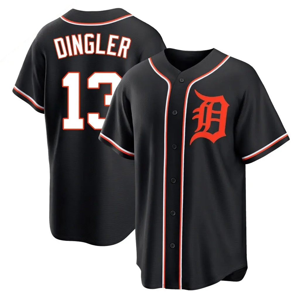 Detroit Tigers #13 Dillon Dingler Player Black Tomch Fashion Out Home Game Stitched Jerseys
