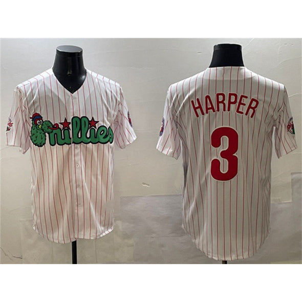 Philadelphia Phillies #3 Bryce Harper White Tomch Phanatic Cool Base Stitched Jersey
