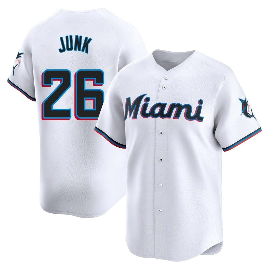 Miami Marlins #26 Janson Junk Player White Tomch Home Limited Stitched Jerseys