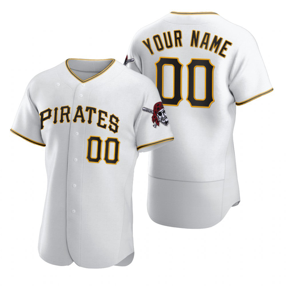 Custom Pittsburgh Pirates White Tomch 2020 Stitched Flex Base Jersey