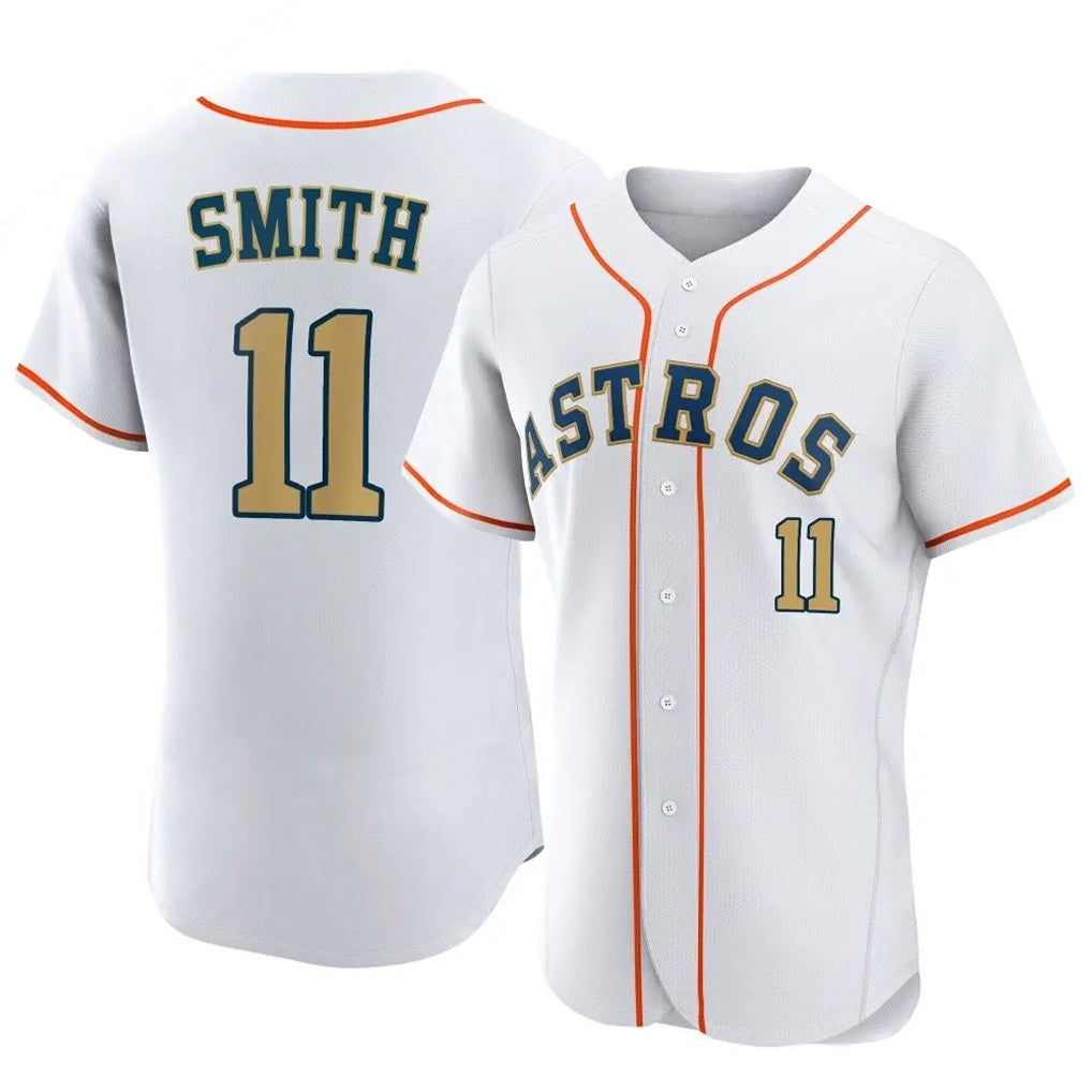Houston Astros #11 Cam Smith Player Gold Tomch Collection Limited Elite Home Stitched Jerseys